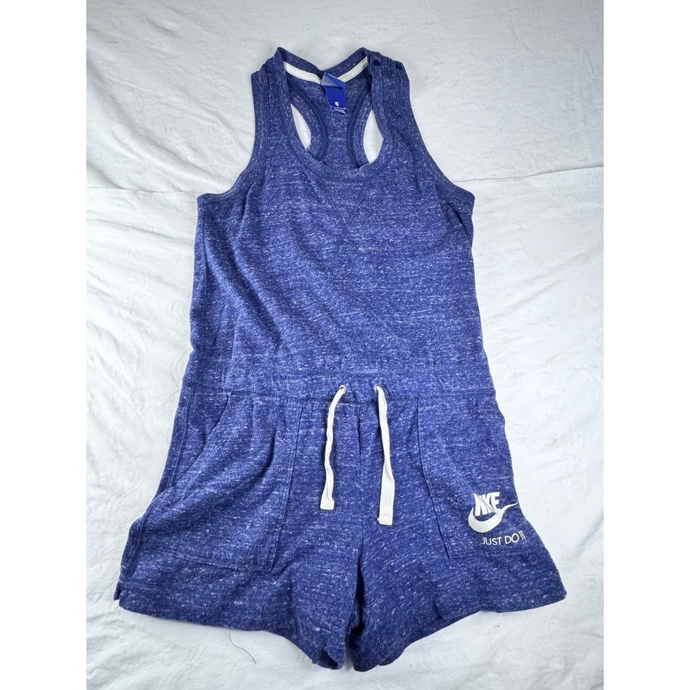 Nike Gym Vintage Romper Women S Blue Excellent Racerback Jersey Short Jumpsuit